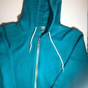 Blue American Apparel Unisex Zip Up Hoodie Size S